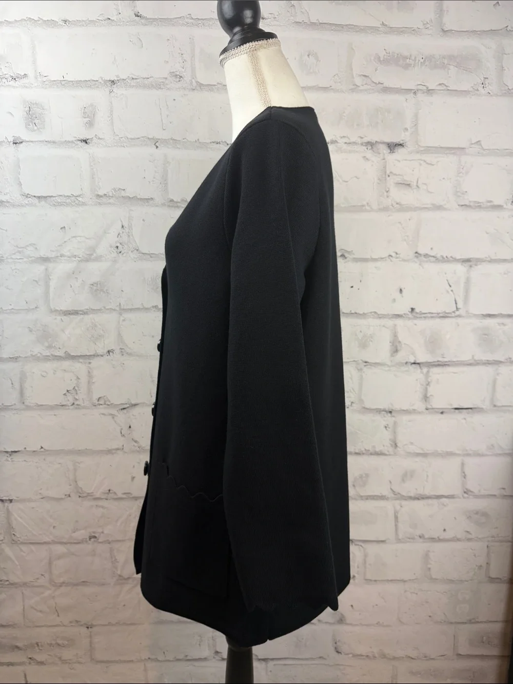 Kate Spade New York Scalloped Sweater Blazer Black